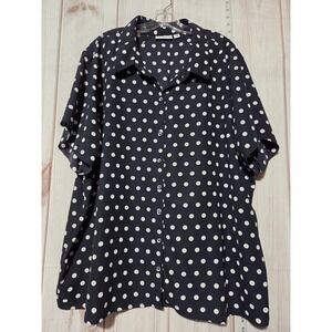 Button-Down Polka Dot Shirt - Navy and White